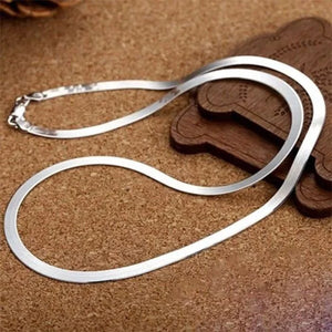 Womens 925 Sterling Silver 18K Gold Flat Chain Necklace
