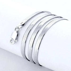 Womens 925 Sterling Silver 18K Gold Flat Chain Necklace