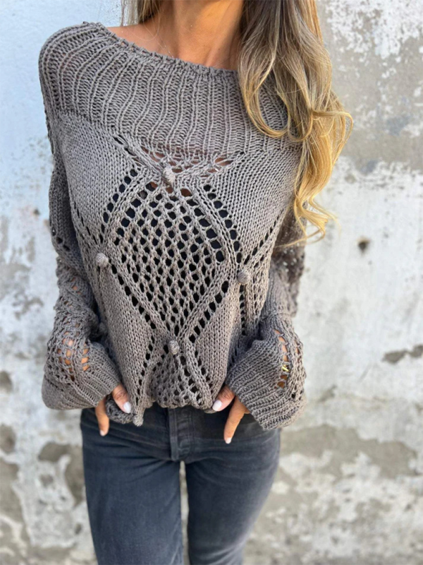 Womens New Casual Loose Round Neck Knit Sweater SIZE S-3XL