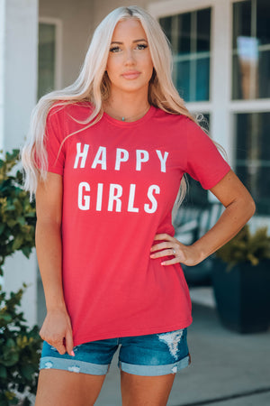 Womens HAPPY GIRLS Short Sleeve Tee Shirt SIZE S-2XL Shirts & Tops Stacyleefashion