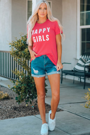 Womens HAPPY GIRLS Short Sleeve Tee Shirt SIZE S-2XL Shirts & Tops Stacyleefashion