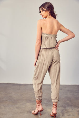Womens Raw Edge Tube Top Jumpsuit SIZE S-L Jumpsuits & Rompers Stacyleefashion