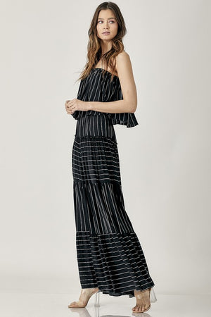 Womens Pinstripe Print Tube Maxi Dress SIZE S-L Dresses Stacyleefashion