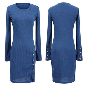 Women's Sexy Solid Long Sleeve Sweater Dress SIZE S-3XL Dresses Stacyleefashion