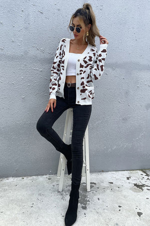 Womens Animal Print Button Front Sweater Cardigan SIZE S-L Coats & Jackets Stacyleefashion