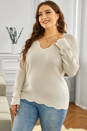 Women's Gray Wavy V-neck Sweater SIZE S-2XL Shirts & Tops Stacyleefashion