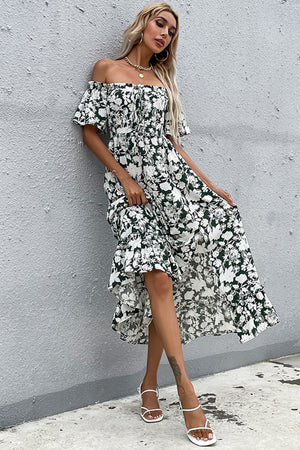 Women's Floral Slit Off-Shoulder Midi Dress SIZE S-XL Long Dress Stacyleefashion
