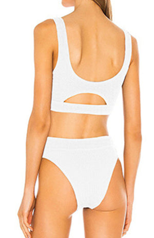 Womens Cutout Solid Color Split Swimsuit SIZE S-XL