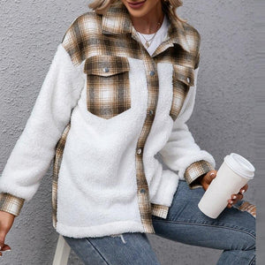 Women's Lady Turn-down Collar Button Fleece Coat SIZE S-XL Jackets & Coats Stacyleefashion