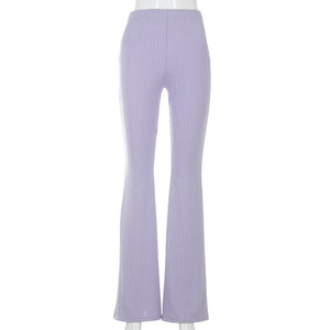 Women's High Waist Ribbed Knit Flare Pants SIZE S-L Pants Stacyleefashion