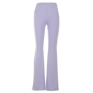 Women's High Waist Ribbed Knit Flare Pants SIZE S-L Pants Stacyleefashion