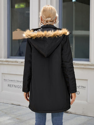 Women's Faux Fur Trim Hooded Puffer Jacket SIZE S-XL jacket Stacyleefashion