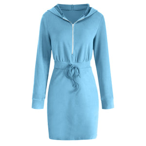 Womens Long Sleeve Cotton Slim Fit Midi Hoodie Dress Size S-XL Dresses Stacyleefashion