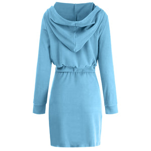 Womens Long Sleeve Cotton Slim Fit Midi Hoodie Dress Size S-XL Dresses Stacyleefashion