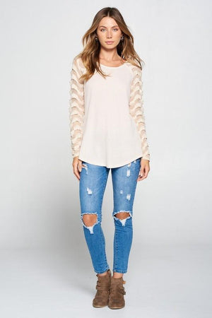 Women's Fishnet Lace Contrast Top SIZE S-L Tops & Blouses Stacyleefashion
