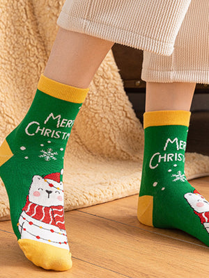 Womens Christmas Cartoon Pattern Socks