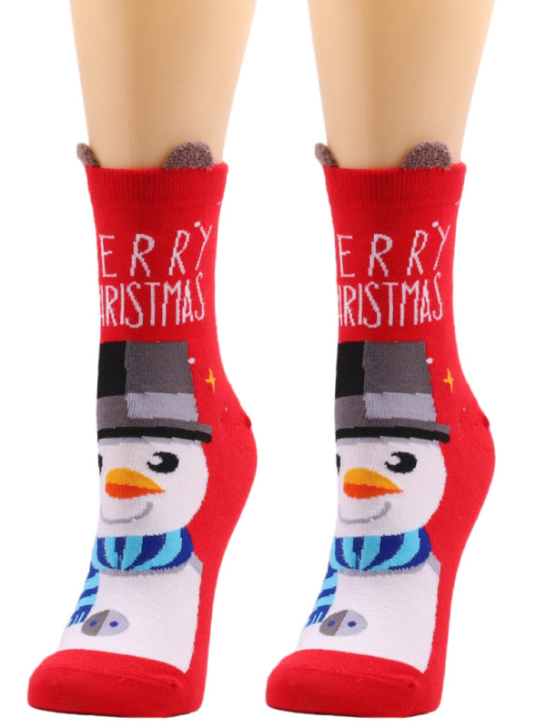 Womens Christmas Snowman Medium Tube Socks