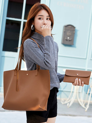 New Fashionable Zip Large Capacity 2 Piece Set Tote Bag