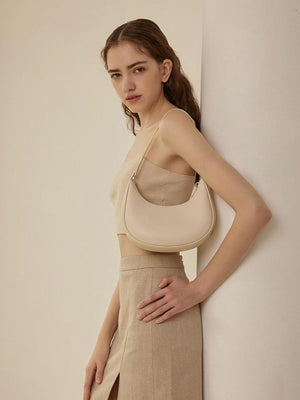 Womens Half Moon One Shoulder Baguette Bag