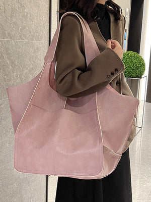 New Simple Large PU Soft One Shoulder Tote Bag