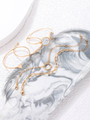 Inlaid Open Five Piece Geometric Love Triangle Bracelet Set