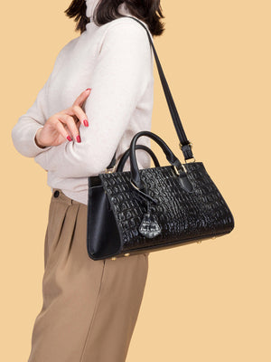 New Fashion Embossed Handheld 2 Piece Set Handbag
