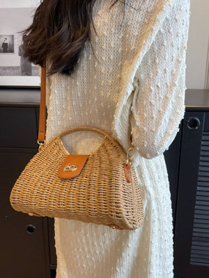 New Fashion Straw Contrasting Color Handbag