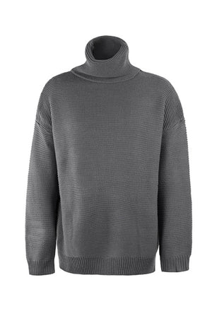 Woman Thick Thread Long Sleeves High Neck Pullover Sweater S-XL