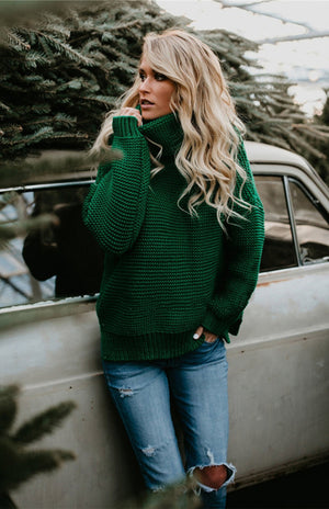 Woman Thick Thread Long Sleeves High Neck Pullover Sweater S-XL