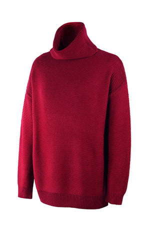 Woman Thick Thread Long Sleeves High Neck Pullover Sweater S-XL