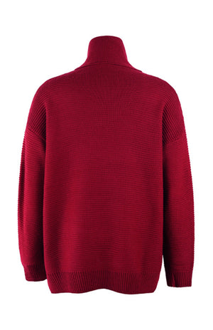 Woman Thick Thread Long Sleeves High Neck Pullover Sweater S-XL