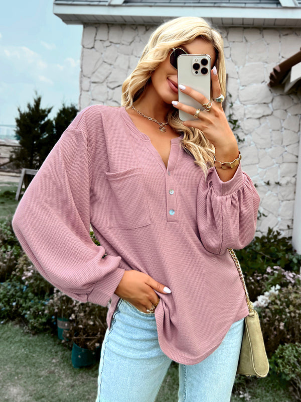 Womens Knitting Solid Color Loose Top SIZE S-XL