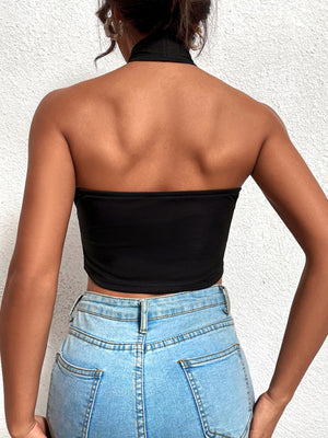 Womens Sexy Criss Cross Irregular Crop Top SIZE XS-L