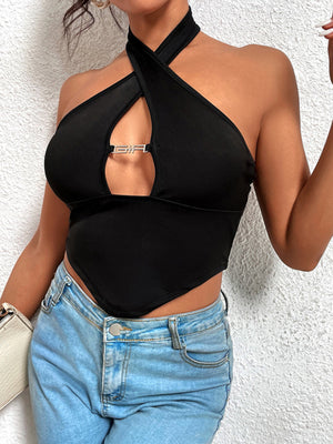 Womens Sexy Criss Cross Irregular Crop Top SIZE XS-L
