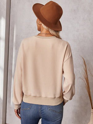 Womens Solid Color Round Neck Sweater SIZE S-XL