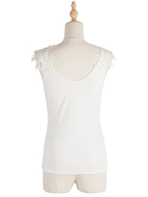 Womens Round Neck Sleeveless Lace Top SIZE S-XL