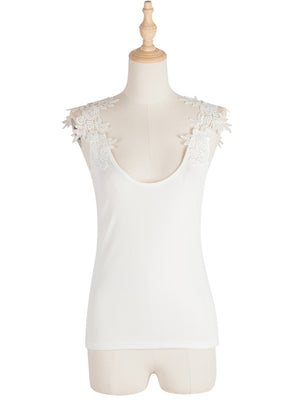 Womens Round Neck Sleeveless Lace Top SIZE S-XL