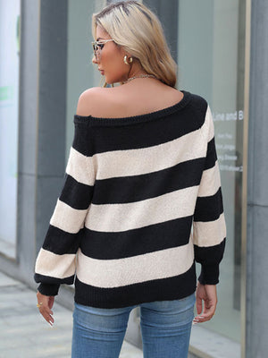 Womens Long Sleeve Striped Sweater SIZE S-XL