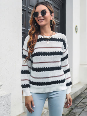 Womens Long Sleeve Stripe Sweater SIZE S-L