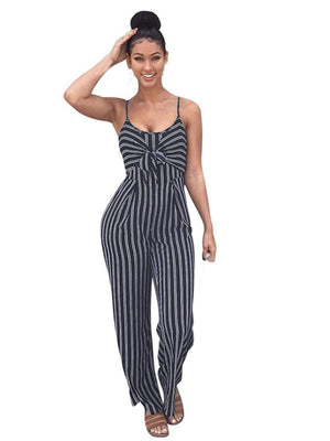 Womens Striped Wide Leg Jumpsuit SIZE S-2XL