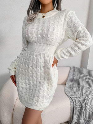 Womens Twist waist Solid Color Sweater Dress S-L
