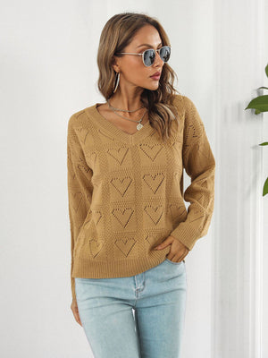 Womens Heart Drop Shoulder Sleeve Sweater SIZE S-L