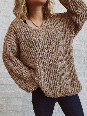Womens Classic V Neck Drop Shoulder Sweater SIZE S-XL