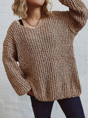 Womens Classic V Neck Drop Shoulder Sweater SIZE S-XL