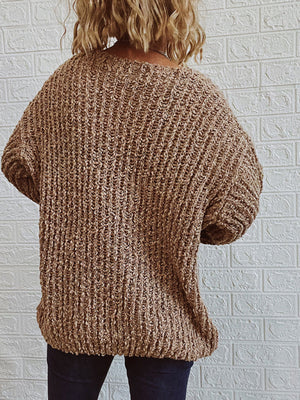 Womens Classic V Neck Drop Shoulder Sweater SIZE S-XL