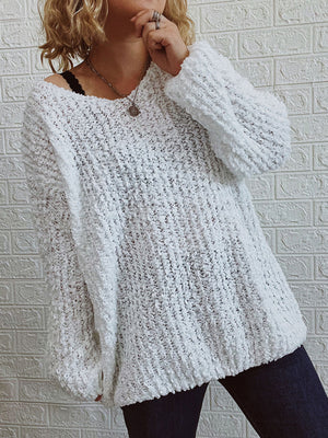 Womens Classic V Neck Drop Shoulder Sweater SIZE S-XL