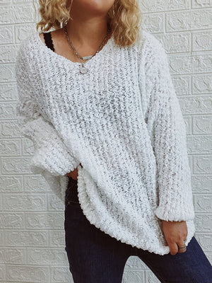 Womens Classic V Neck Drop Shoulder Sweater SIZE S-XL