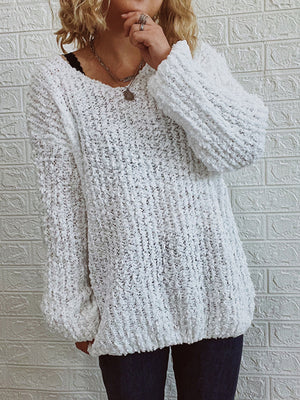 Womens Classic V Neck Drop Shoulder Sweater SIZE S-XL