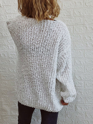 Womens Classic V Neck Drop Shoulder Sweater SIZE S-XL