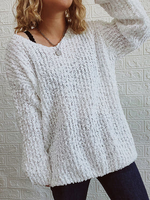 Womens Classic V Neck Drop Shoulder Sweater SIZE S-XL